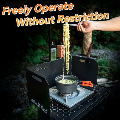 HIKEMAN HIKEAMN Camping Stove Windscreen - Outdoor Folding Gas Stove Windshield,Camping Wind Blocker,Cooker WindScreen with a Storage Bag for Camping,Hiking,Picnic,Cooking (Black) - Image 3