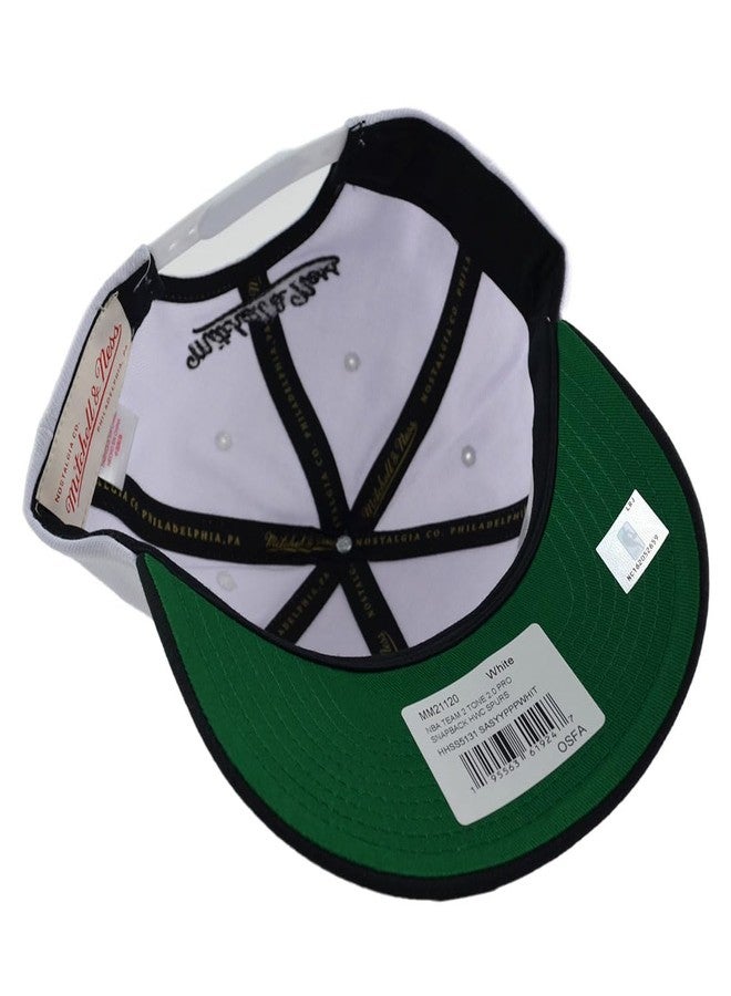 ميتشل آند نيس قبعة ميتشل آند نيس سناباك لفريق سان أنطونيو سبيرز لكرة السلة، إصدار ثنائي اللون، أبيض/أسود - Image 4