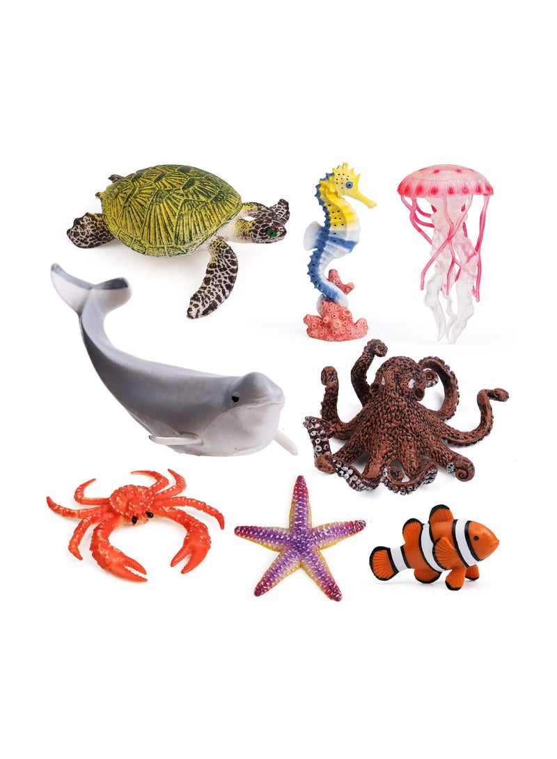 SOLARAE Animal Figures, Realistic Ocean Toy Playset for Kids Cake Toppers Decoration Realistic Plastic Zoo Play Set Small Toys opper Party Favors (8pcs) - Image 1