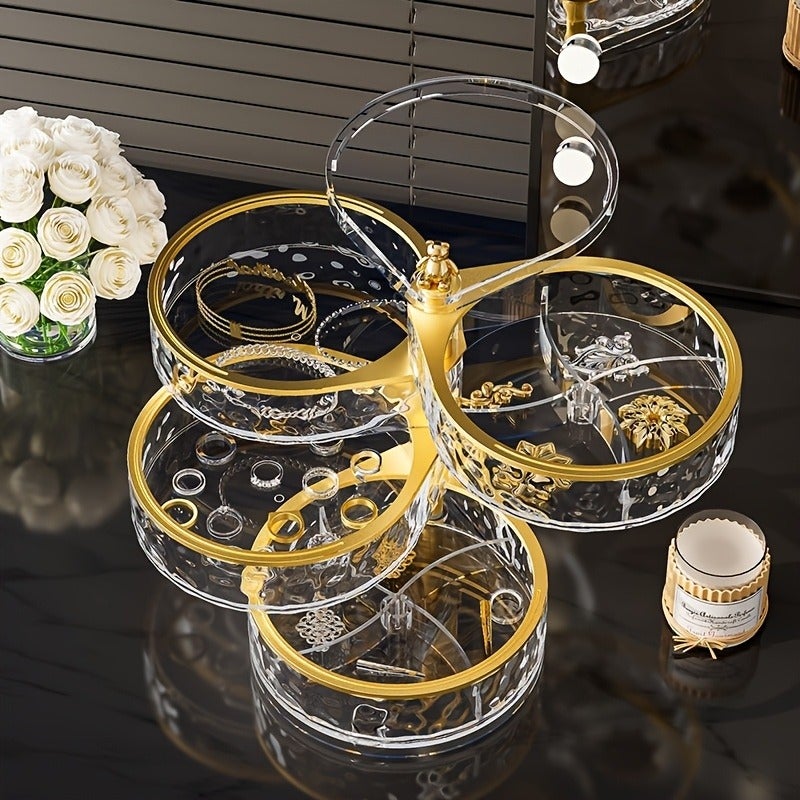 Rotating Jewelry Box with Headband, Earrings, Necklace & Hair Accessories Organizer - Image 5