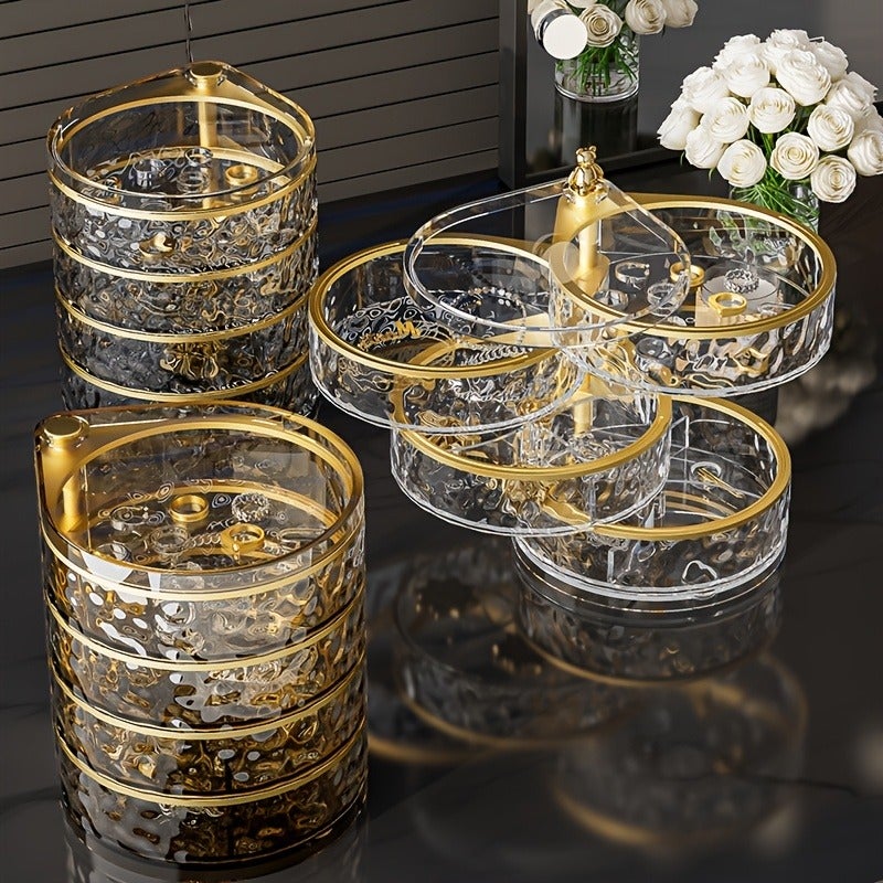 Rotating Jewelry Box with Headband, Earrings, Necklace & Hair Accessories Organizer - Image 2