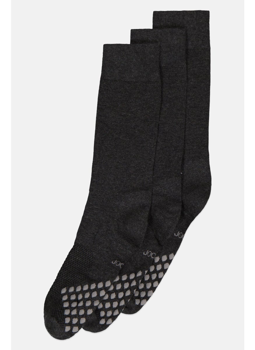 JOCKEY Men 3 Pair Diamond Cushion Comfort Crew Socks, Dark Grey  - Image 2