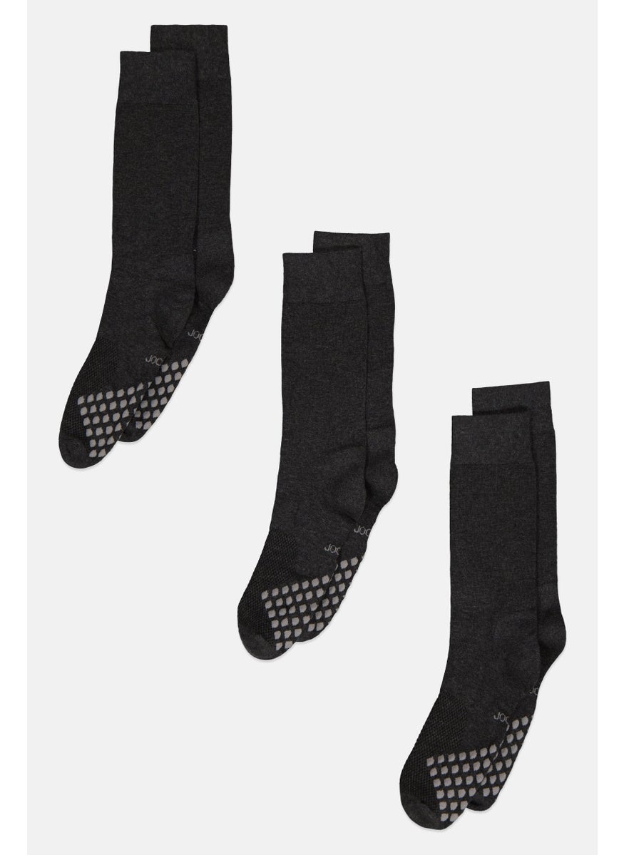 JOCKEY Men 3 Pair Diamond Cushion Comfort Crew Socks, Dark Grey  - Image 1