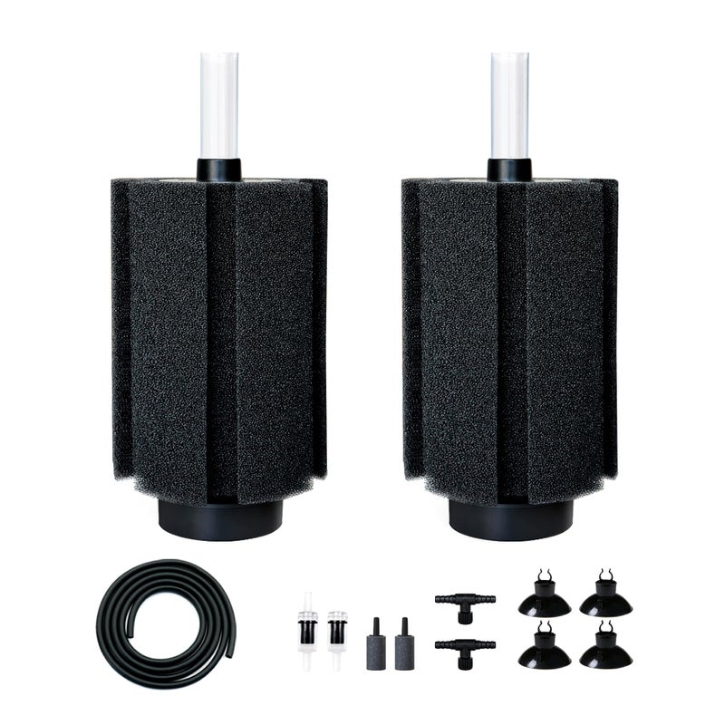 DVHEY 100-120 Gal Large Aquarium Sponge Filter with Air Stone and Ceramic Media,2 Pack Quiet Fish Tank Filters fit Breeding Fry Betta Shrimp Fish Tank - Image 1