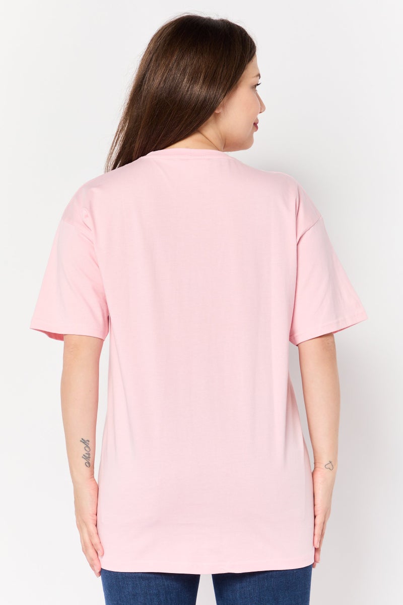 Minions Women Crew Neck Short Sleeve Graphic Print T-Shirt, Pink - Image 3