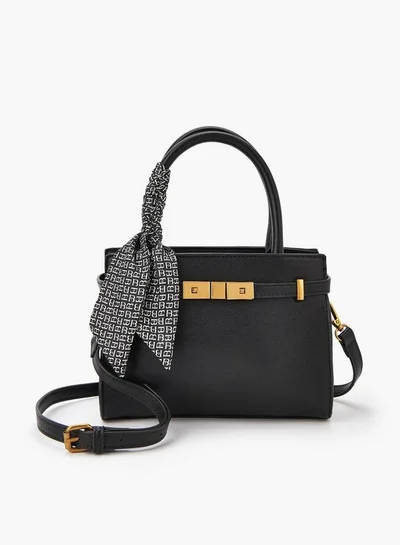 Flora Bella By Shoexpress Solid Tote Bag with Scarf Accent and Double Handle