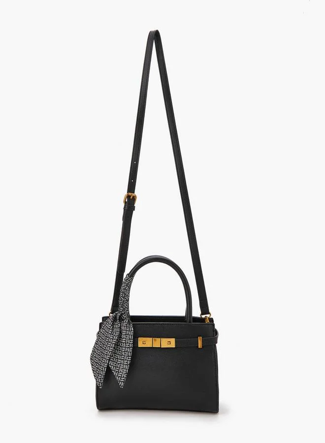 Flora Bella By Shoexpress Solid Tote Bag with Scarf Accent and Double Handle