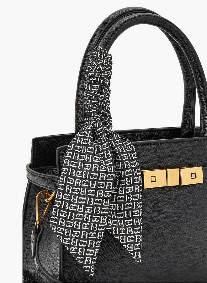 Flora Bella By Shoexpress Solid Tote Bag with Scarf Accent and Double Handle