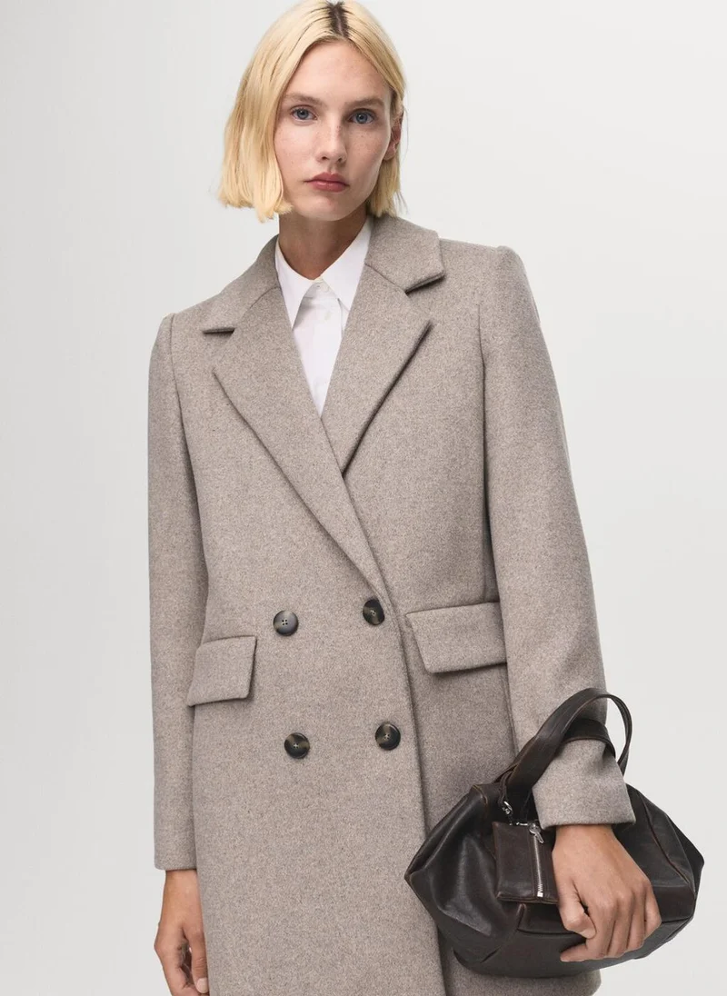 MANGO Double-breasted wool coat