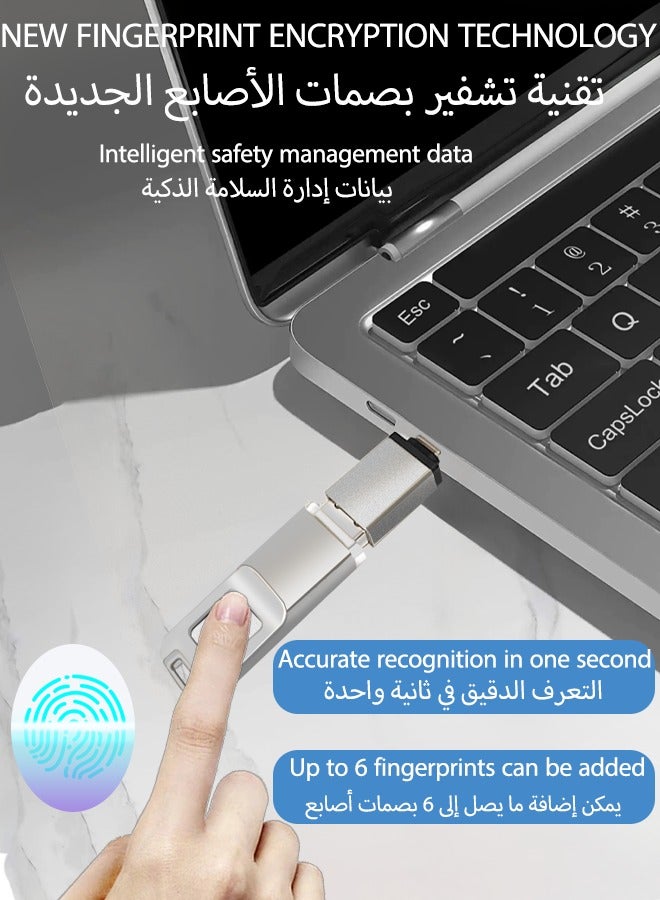 RUKYU 256GB Fingerprint USB 3.0 Flash Drive, Full Disk Biometric Encryption Secure Thumb Drive for PC, for Android Phone, Laptop for Friends and Family - Image 2