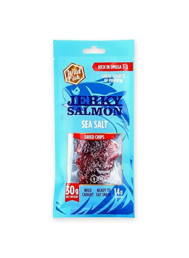 Jerky Salmon Sea Salt Flavor 30g – High Protein Seafood Snack, Wild-Caught Pink Salmon, Ready-to-Eat Dried Fish Snack