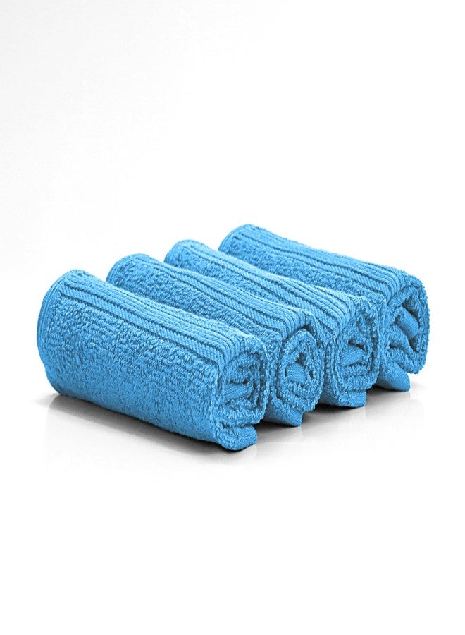 THE HAPPY POD Bath Bliss Essentials Face Towel Pack Cotton | 380 GSM | 30 cm x 30 cm | 4 Pc Pack | Turquoise - Image 1