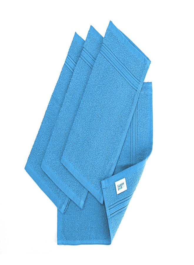 THE HAPPY POD Bath Bliss Essentials Face Towel Pack Cotton | 380 GSM | 30 cm x 30 cm | 4 Pc Pack | Turquoise - Image 2