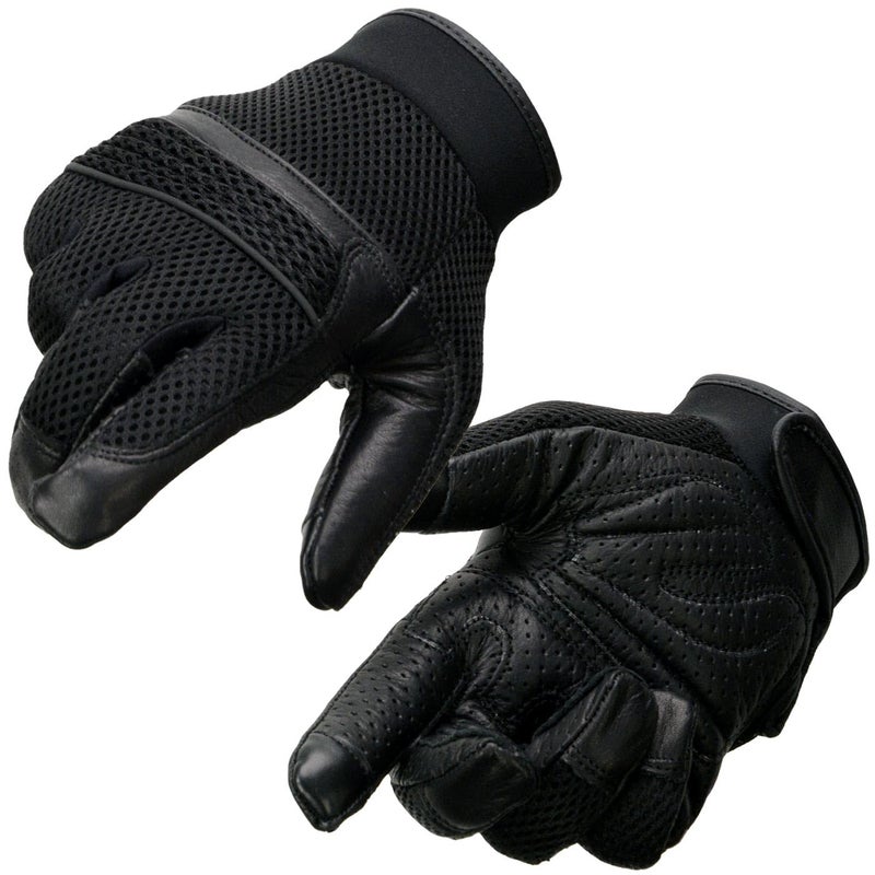 Milwaukee Leather MG7503 Men's Black Leather i-Touch Screen Compatible Mesh Racing Motorcycle Hand Gloves W/Reflector - Large - Image 3