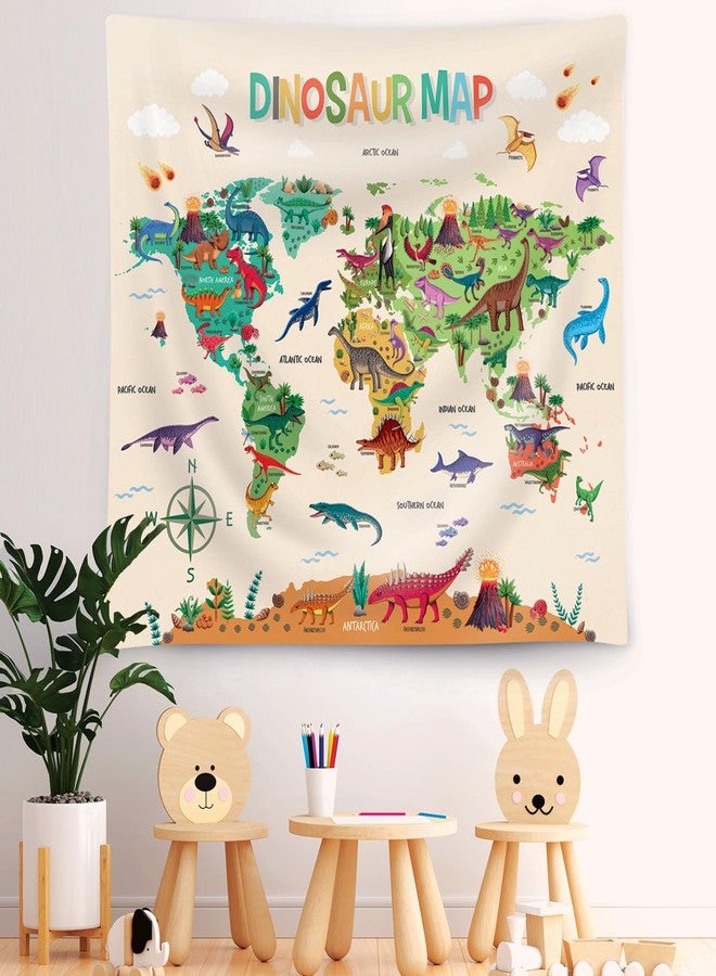 DECOWALL TP-012 Dinosaur World Map Tapestry 60''x50''(150x130cm) Poster for Kids Educational learning Wall Hanging for Bedroom Living Room Nursery Dorm Home Décor art classroom office - Image 3