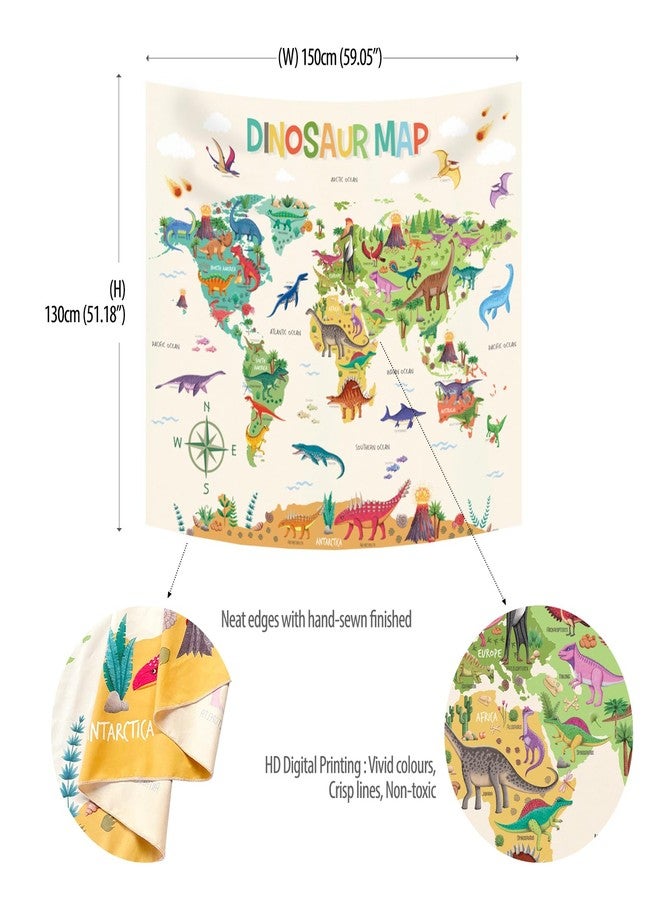 DECOWALL TP-012 Dinosaur World Map Tapestry 60''x50''(150x130cm) Poster for Kids Educational learning Wall Hanging for Bedroom Living Room Nursery Dorm Home Décor art classroom office - Image 5