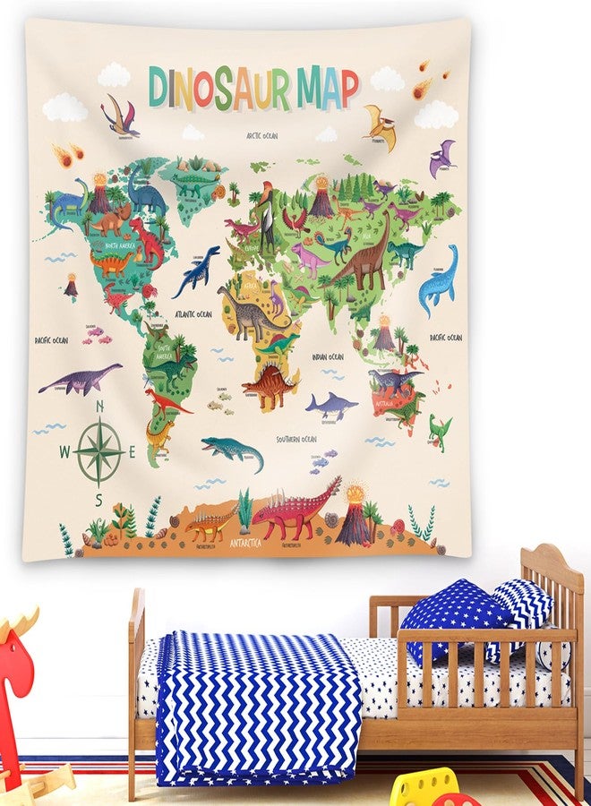 DECOWALL TP-012 Dinosaur World Map Tapestry 60''x50''(150x130cm) Poster for Kids Educational learning Wall Hanging for Bedroom Living Room Nursery Dorm Home Décor art classroom office - Image 2