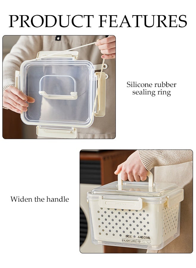 DUNISO 3Pcs Storage Containers Fridge Organiser Food Storage Containers with Lid and Handle Stackable Kitchen Storage Organiser with Removable Colanders Fresh Fruit Vegetable Freezer Storage Boxes with Lid for Fruit， Berry, Vegetables, Meat - Image 5