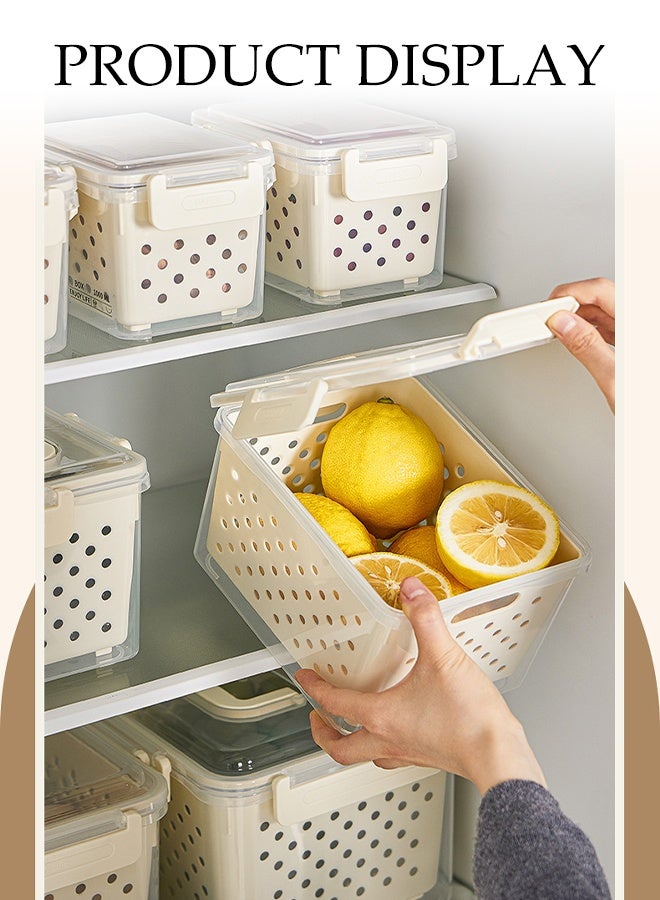 DUNISO 3Pcs Storage Containers Fridge Organiser Food Storage Containers with Lid and Handle Stackable Kitchen Storage Organiser with Removable Colanders Fresh Fruit Vegetable Freezer Storage Boxes with Lid for Fruit， Berry, Vegetables, Meat - Image 2