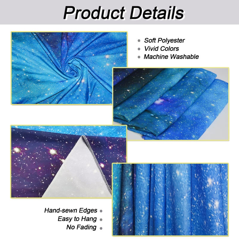 Lahasbja Galaxy Tapestry Blue Starry Sky Universe Space Tapestries Wall Hanging Mysterious Nebula Stars Backdrop For Living Room Dorm - Image 5