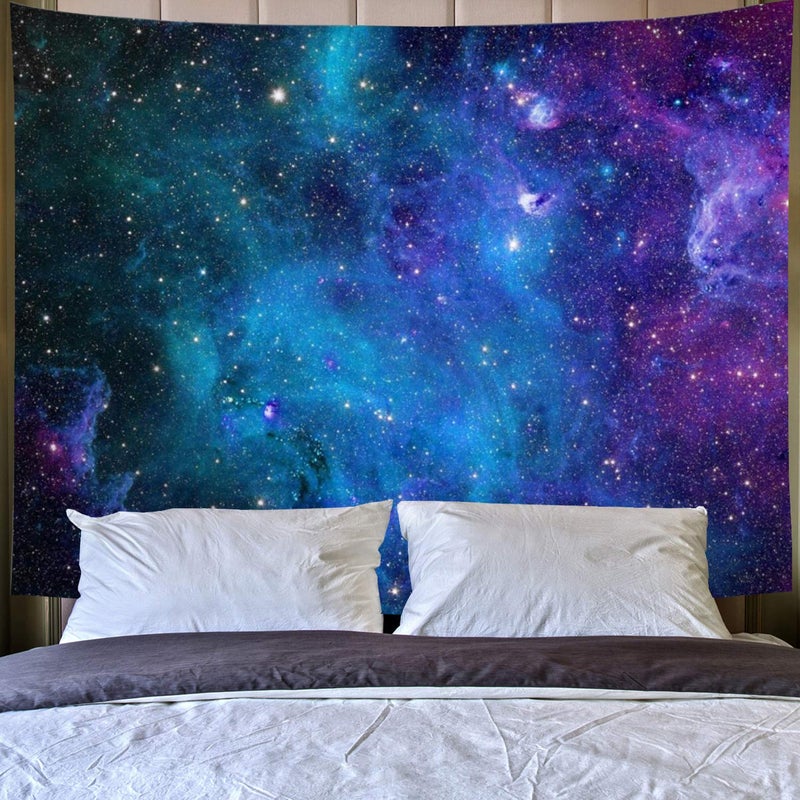 Lahasbja Galaxy Tapestry Blue Starry Sky Universe Space Tapestries Wall Hanging Mysterious Nebula Stars Backdrop For Living Room Dorm - Image 3