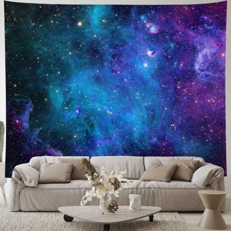 Lahasbja Galaxy Tapestry Blue Starry Sky Universe Space Tapestries Wall Hanging Mysterious Nebula Stars Backdrop For Living Room Dorm - Image 2