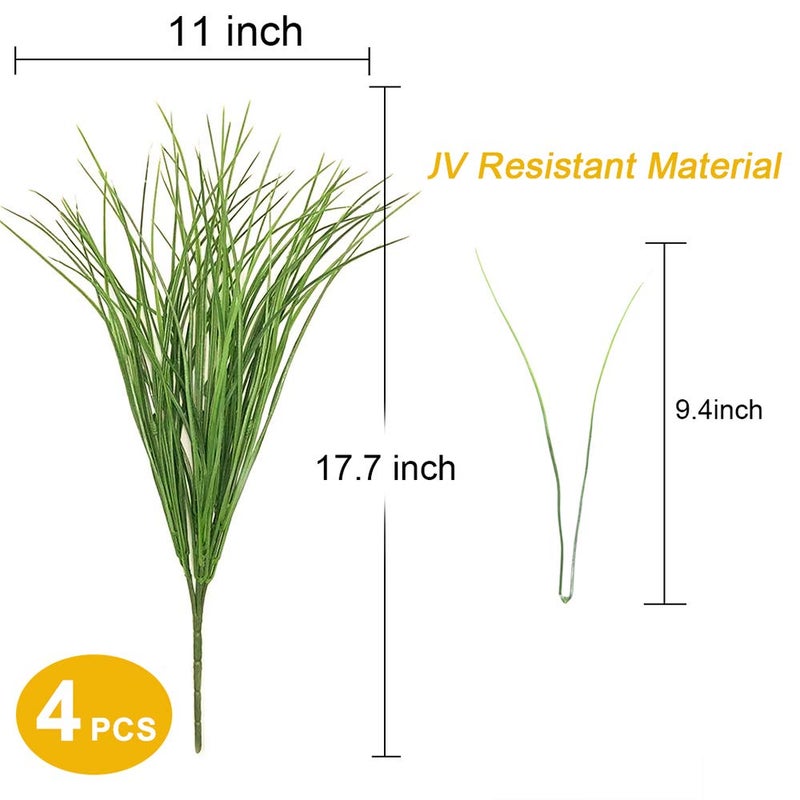DVGUN Artificial 4 Count Pack of 4 - Artificial Plastic Outdoor UV Resistant Faux Garden Resistant Wheat Grass Greenery for House Plants Bushes Shrubs Indoor Decor - Image 3