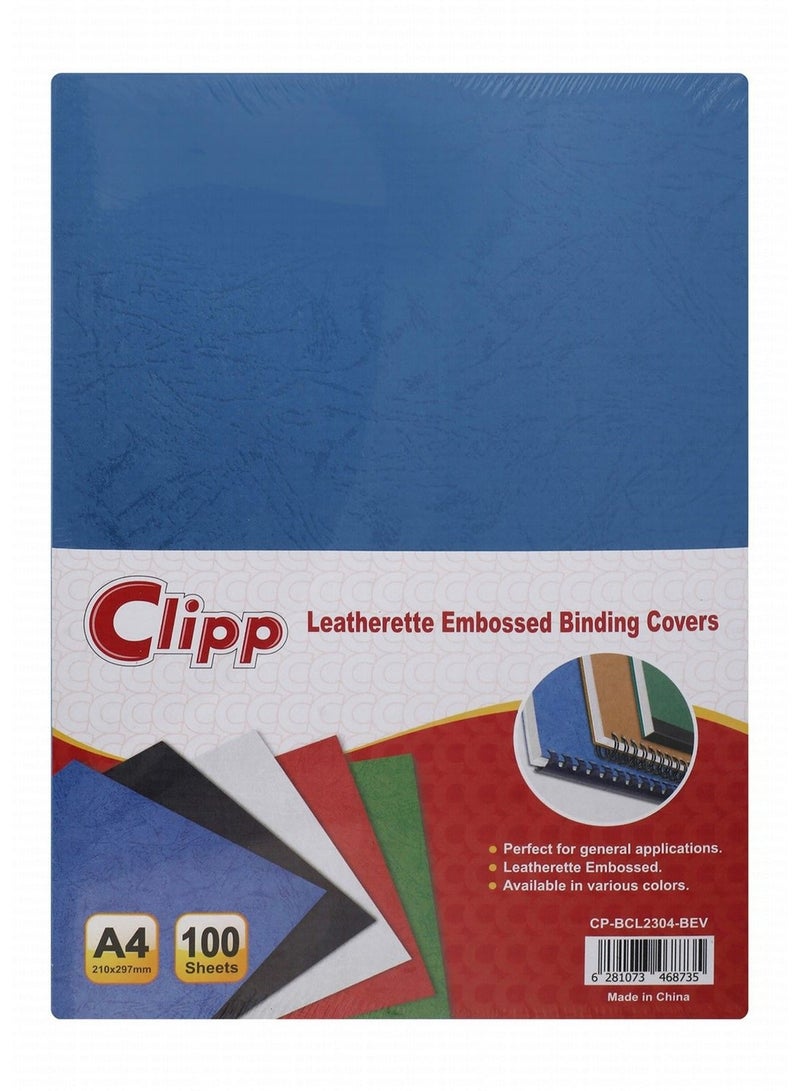 CLIPP 100-Piece Embossed Binding Cover Sheets 230gsm Thickness Blue - Image 1