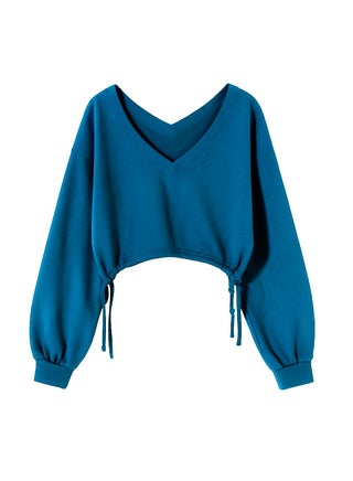 Women's V-Neck Cropped Blouse-Long Sleeve Drawstring Hem - pzsku/Z38536AA91145C1A9E021Z/45/1748519829/676895f2-e3ce-4c31-b280-0ed435a02dfa
