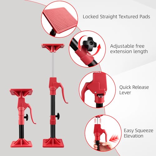 NOEAIKE Cabinet Jack Support Pole,2-Pack 11-23 Inch Steel Adjustable Quick Support System Rod,Telescopic Third Hand Tools with 200lbs Capacity for Installing Cabinets/Lifting Drywall - Image 3