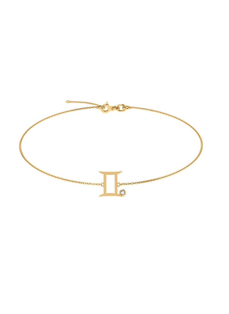 Capri Gold - Capri Gold 18K Yellow Gold Gemini Zodiac Sign Bracelet with Pearl - Image 1