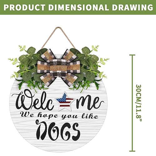 RoseCraft Interchangeable Wooden Seasonal Welcome Wreath, Rustic Round Dogs Front Door Wreaths for Home/Wall/Porch/Farmhouse Decor, for Easter Spring Summer Fall Halloween Christmas All Season Decorations - Image 2