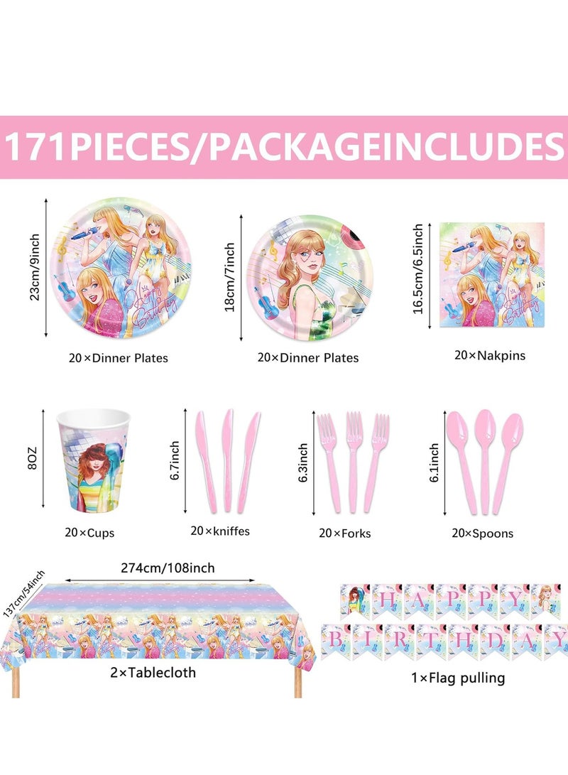 SYOSI Music Star Party Decorations, Lover Birthday Plates Cups Napkins Tablecloth Paper Girls Fans Decorations Severs 20 Guest Tableware  - Image 5