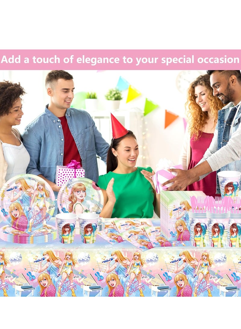 SYOSI Music Star Party Decorations, Lover Birthday Plates Cups Napkins Tablecloth Paper Girls Fans Decorations Severs 20 Guest Tableware  - Image 3