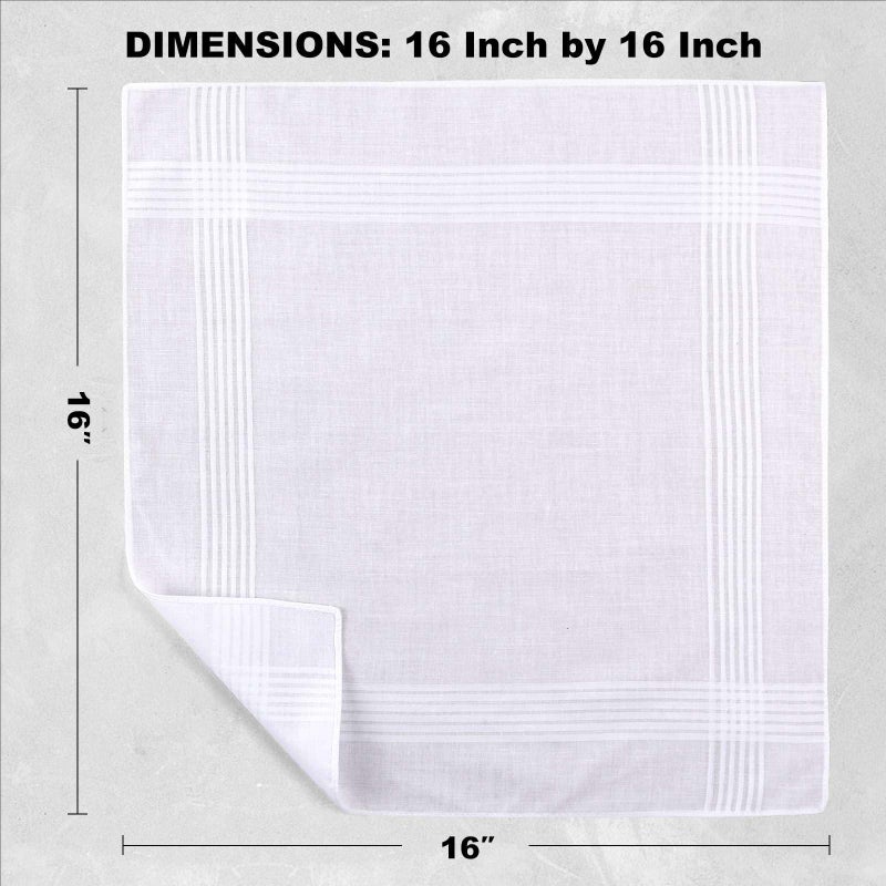 HHHAZ 5 Pack Handkerchiefs for men, 100% Soft Cotton 16x16 Inch Men's Handkerchiefs, White Classic Pocket Hankies - Image 3