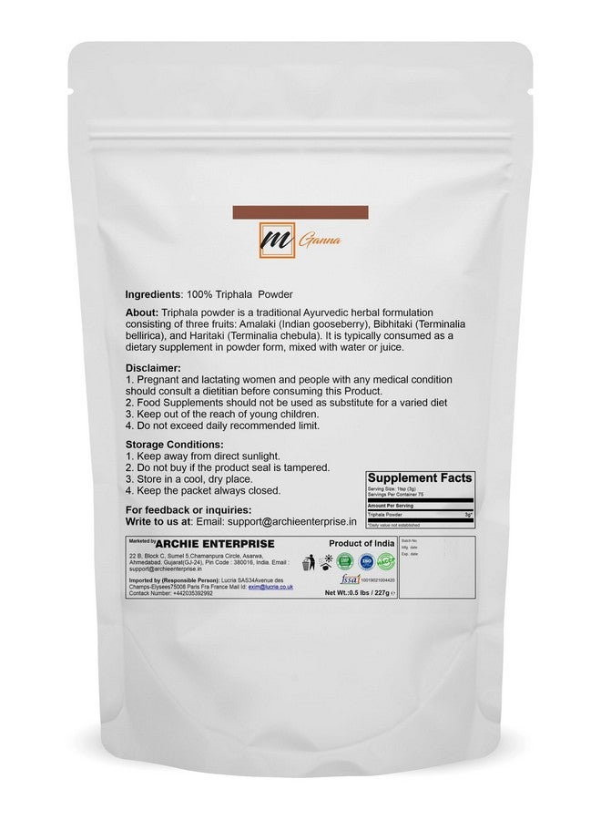 mGanna 100% Natural Triphala Powder for Skin and Health Care 227 GMS / 0.5 LBS - Image 2