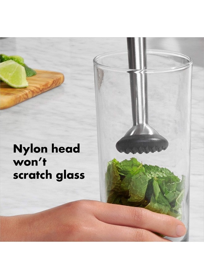 OXO OXO SteeL Muddler with Non-Scratch Nylon Head and Soft Non-Slip Grip, Silver, 9-Inch - Image 4