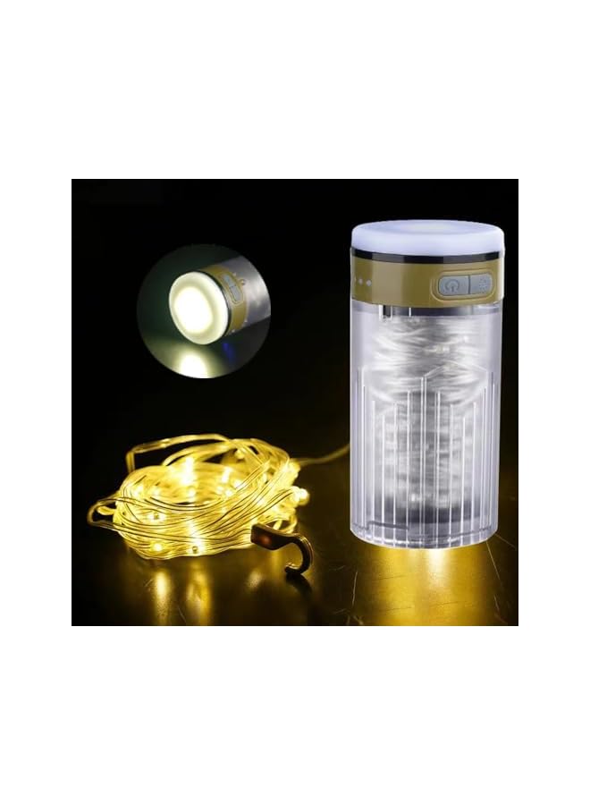 promass LED Rechargeable Flashlight and Warm Light Two In One Camping Light, Outdoor Portable Tent Atmosphere Decoration Light. Can Hang Ultra Long 10 Meter Light Strip with Multifunctional Lighting. - Image 2