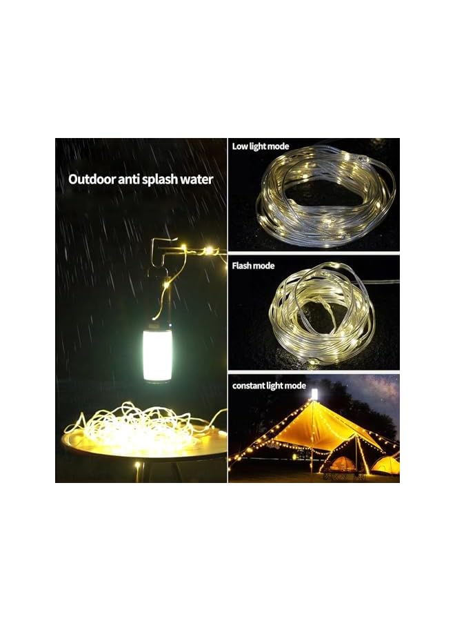 promass LED Rechargeable Flashlight and Warm Light Two In One Camping Light, Outdoor Portable Tent Atmosphere Decoration Light. Can Hang Ultra Long 10 Meter Light Strip with Multifunctional Lighting. - Image 3