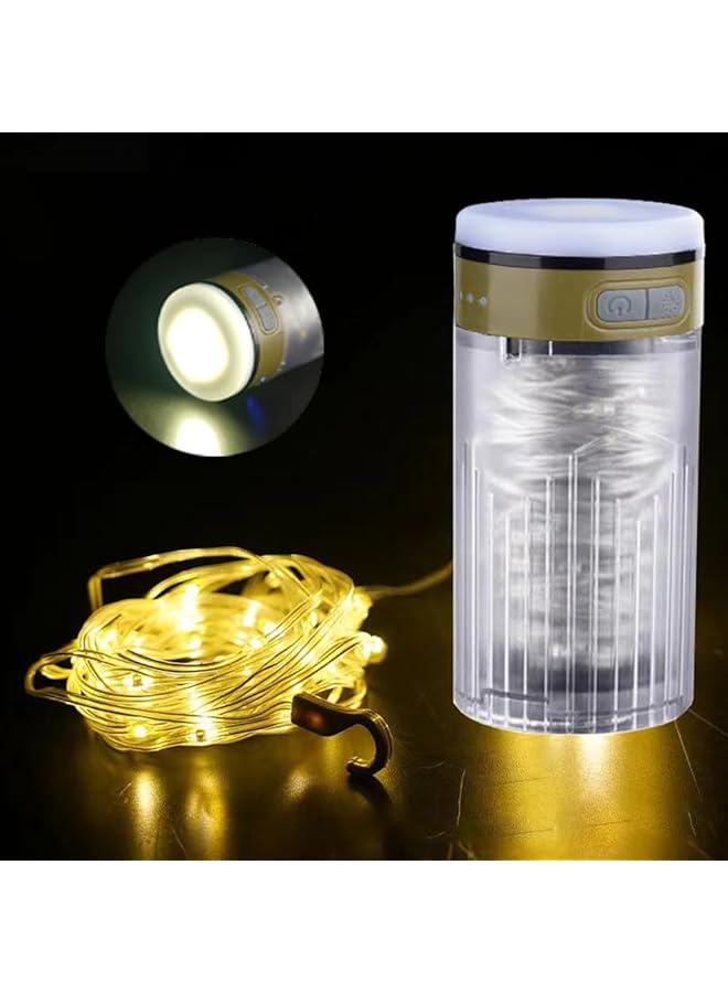promass LED Rechargeable Flashlight and Warm Light Two In One Camping Light, Outdoor Portable Tent Atmosphere Decoration Light. Can Hang Ultra Long 10 Meter Light Strip with Multifunctional Lighting. - Image 1