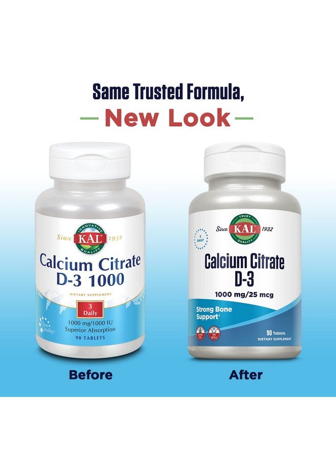 KAL Calcium Citrate With D 1000 Iu Tablets 1000 Mg 90 Count - Image 3