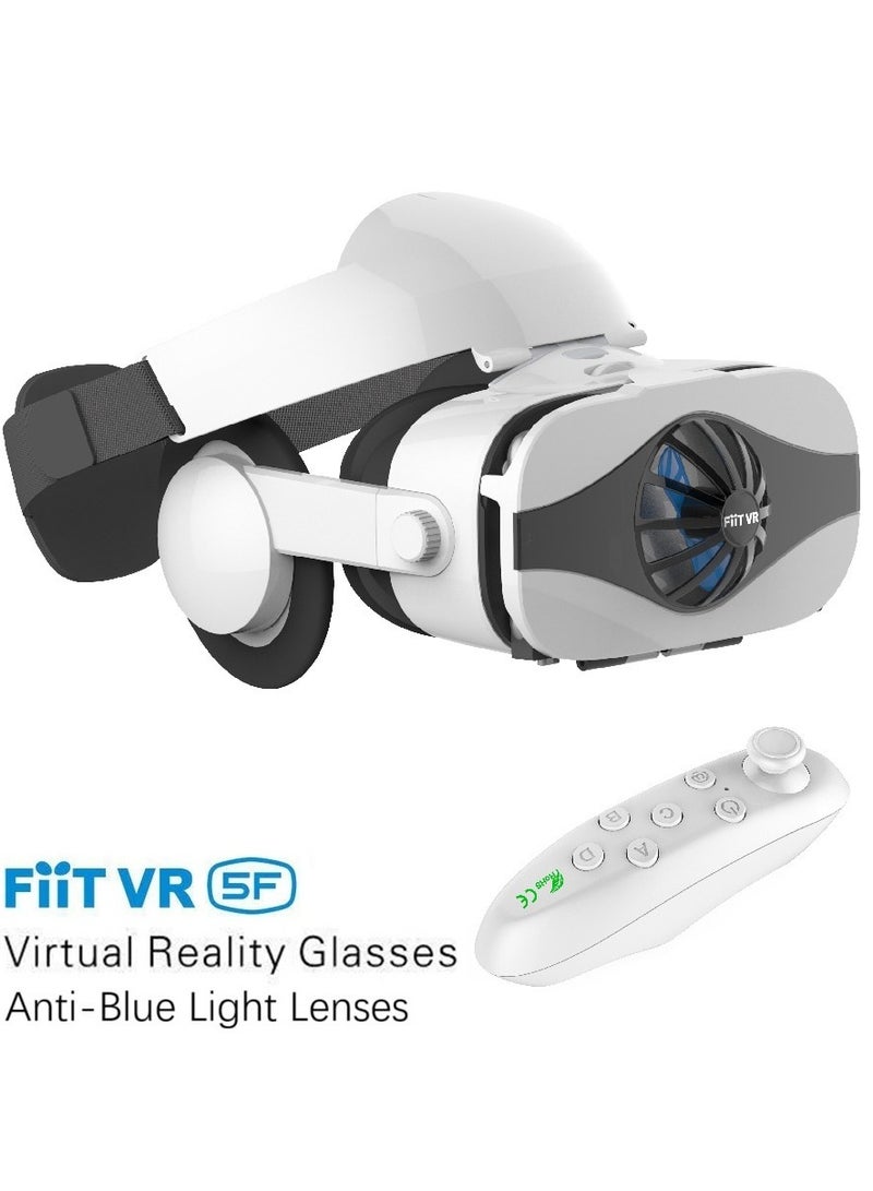 general Classic VR Goggles FIIT VR 5F+Controller Virtual Reality VR Headset 3D Glasses Fan Cooling for Movies & Video Games, Compatible with Android, iOS, HarmonyOS, Smartphone within 4.0-6.3inch Screen Pupil Distance Adjusting Function, IMAX Cinema/360°View/3D Games, Lightweight, Comfortable Material, Ergonomic Design, Mini Fan Physical Cold Wind Phone Cooling - Image 1