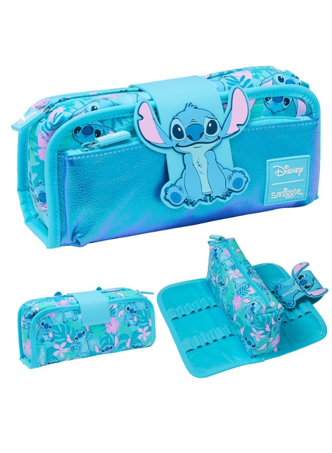 Smiggle Disney Stitch Multi Compartment Pencil Case Large Capacity Kids Stationery Bag with Pen Holder Slots - Image 1