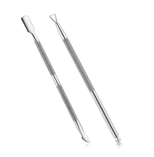 Generic 2PCS Cuticle Pusher and Cutter with Storage Case Professional Cuticle Pusher Nail Polish Remover Stainless Steel Manicure Tool SetDurable Pedicure Manicure Tools for Fingernails Toenails  - Image 1