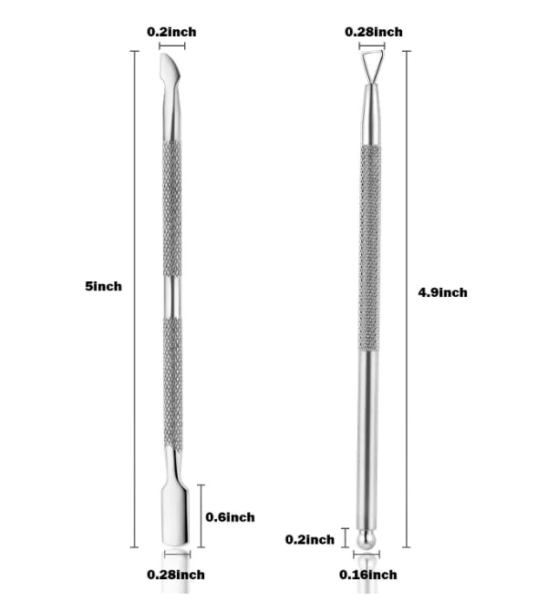Generic 2PCS Cuticle Pusher and Cutter with Storage Case Professional Cuticle Pusher Nail Polish Remover Stainless Steel Manicure Tool SetDurable Pedicure Manicure Tools for Fingernails Toenails  - Image 5
