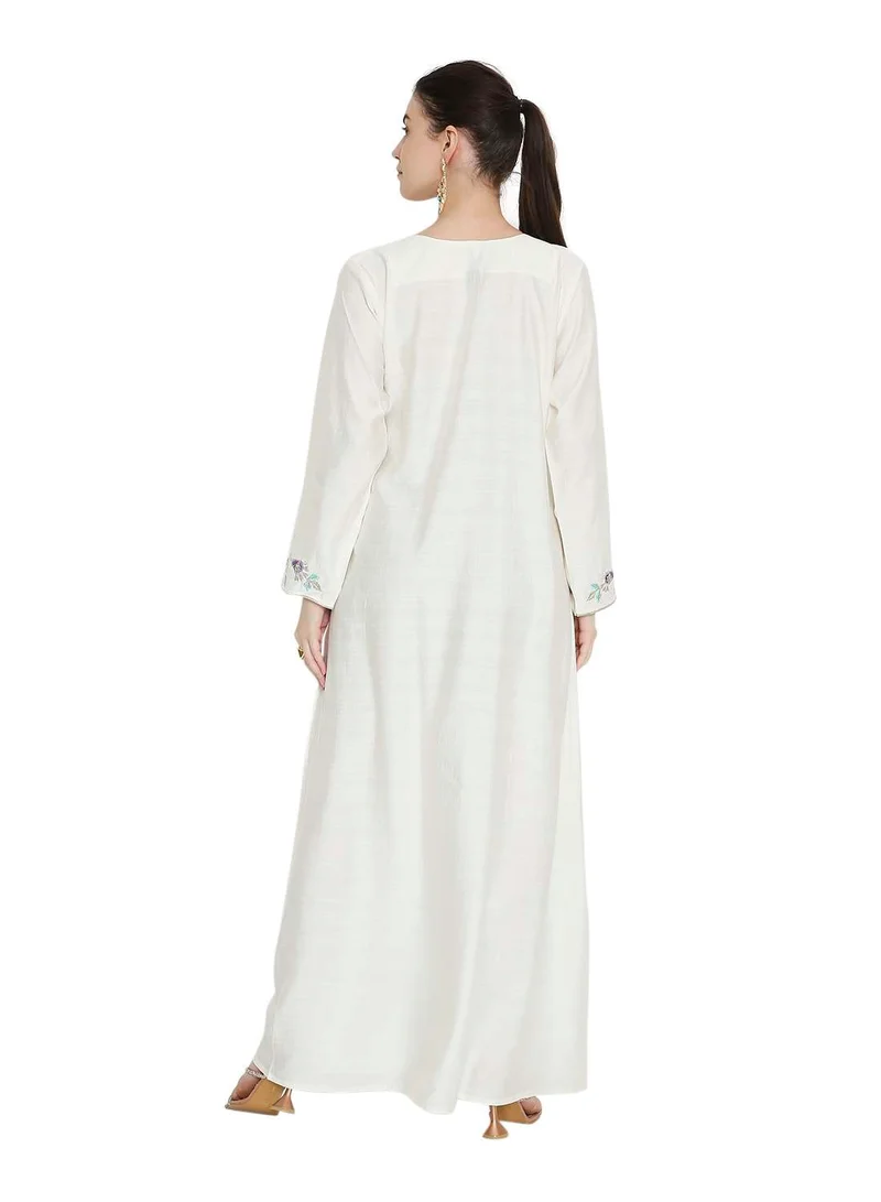 HANA & SARA elegent flowery design long jalabia traditional kaftan dress