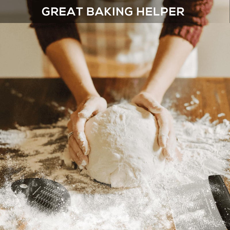 KAGZ Bench Scraper & Chopper - Multifunctional Dough Scraper with Silicone Bowl Scraper, Sturdy Stainless Steel Dough Cutter for Baking, Pastry Cutter for Bread Pizza Cake with Measuring Scale - Image 5