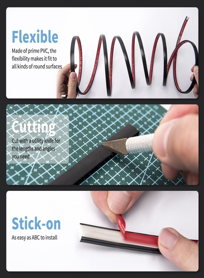 Art3d 10 Ft Peel and Stick Flexible Vinyl Molding Trim for Wall Tile Edges, Kitchen backsplash, Mirrior Frame in Black - Image 4