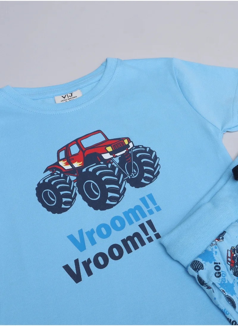 victor and jane Victor and Jane - Printed T-shirt and All-Over Printed Shorts Pyjama Set
