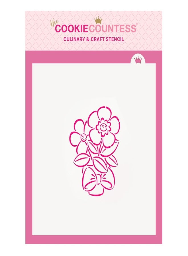 The Cookie Countess Inc The Cookie Countess Spring Flower Pot PYO Stencil - Image 1